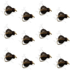 Bead Head LaFontaine Black Deep Sparkle Caddis Pupa - 12 Flies Size 16