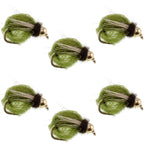 Bead Head LaFontaine Olive Deep Sparkle Caddis Pupa - 6 Flies Hook Size 12