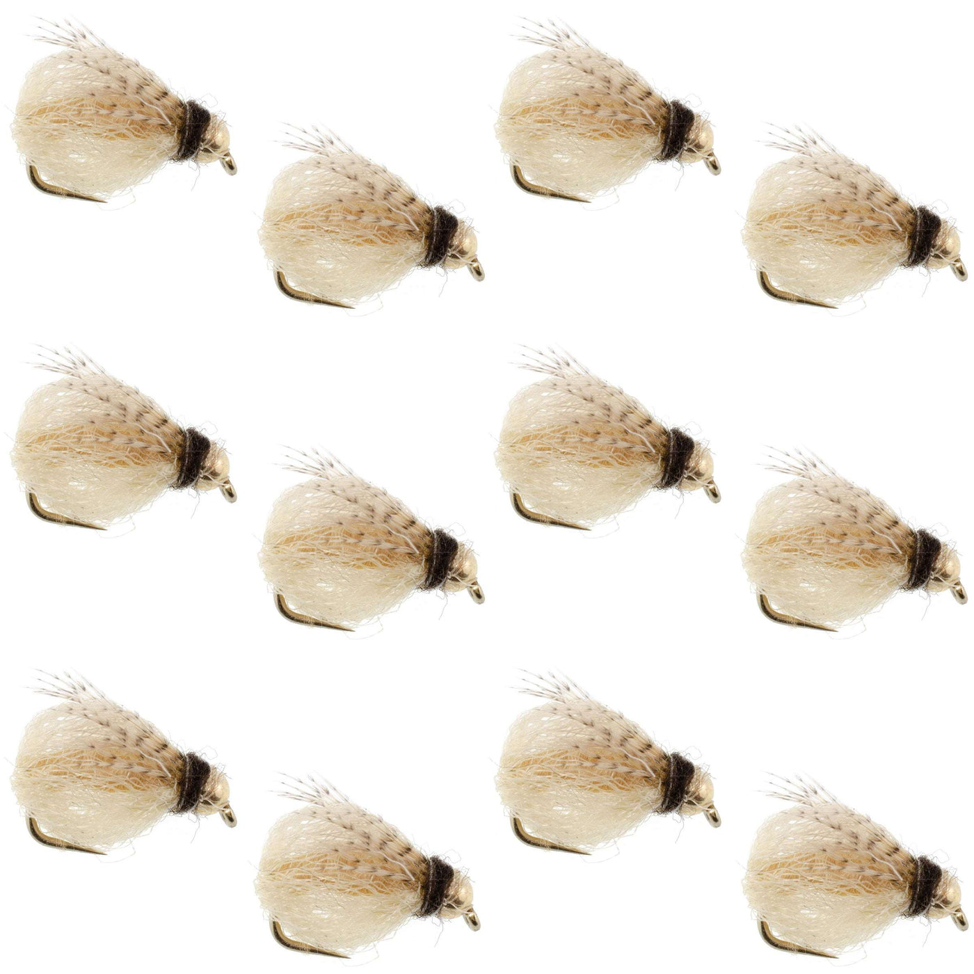 Bead Head LaFontaine Tan Deep Sparkle Caddis Pupa - 12 Flies Size 12