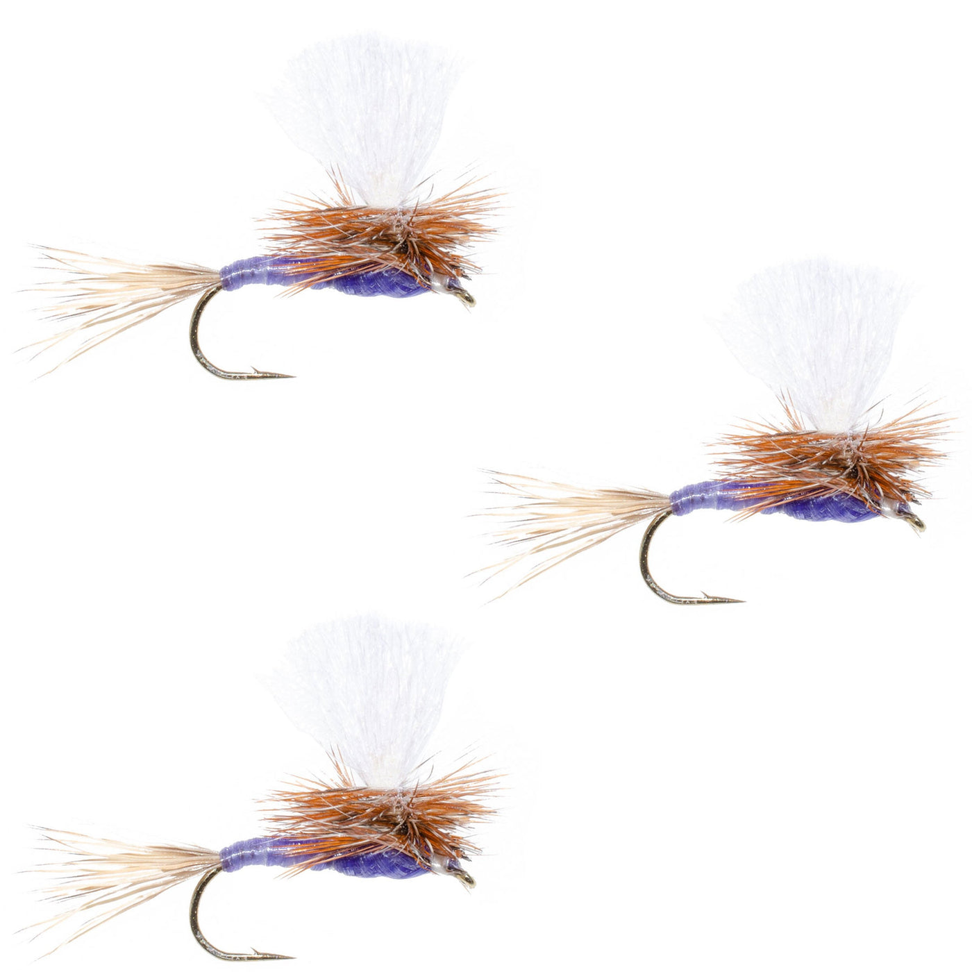 3 Pack Parachute Purple Haze Dry Fly - Size 12