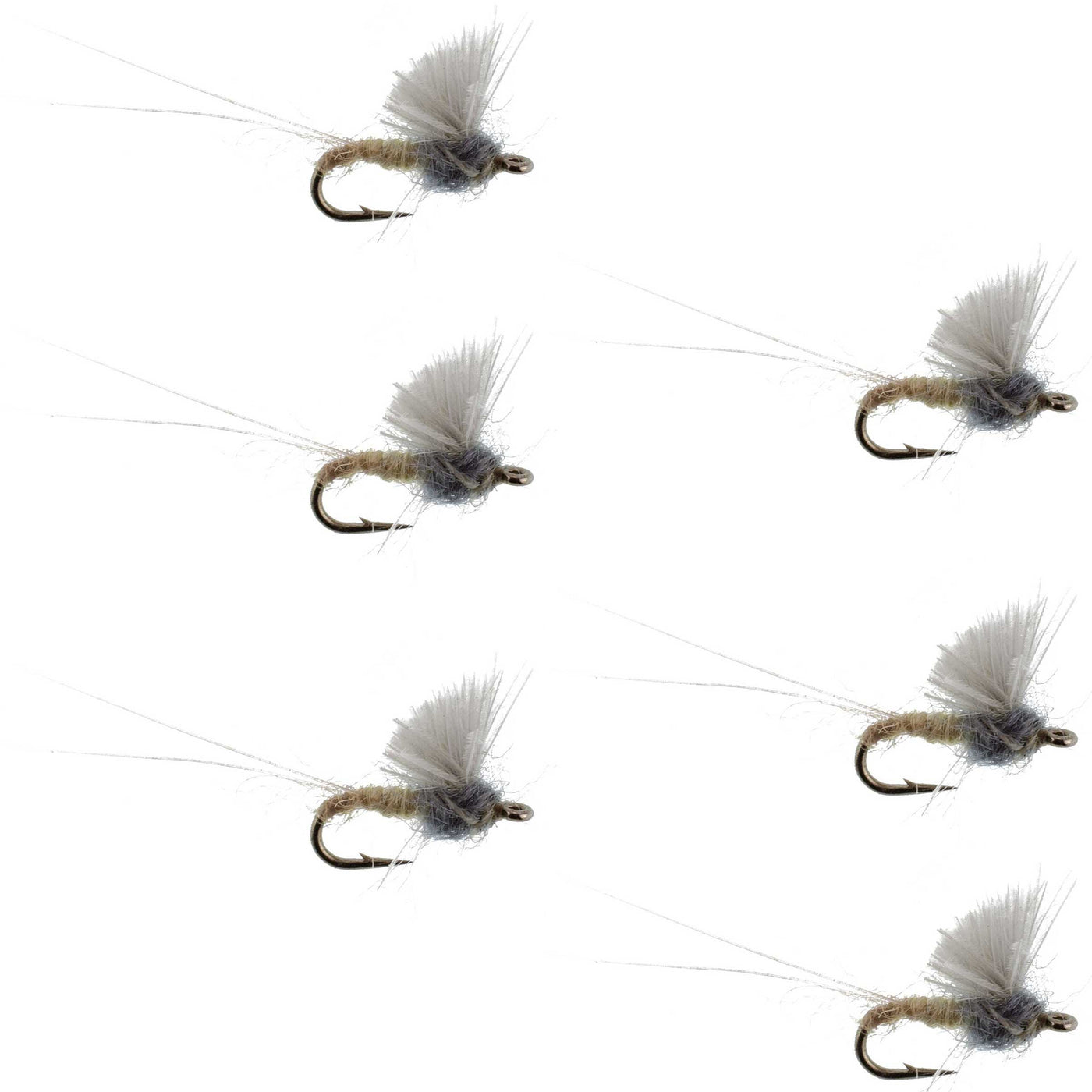 RS2 Gray Emerger Midge - 6 Flies Hook Size 20
