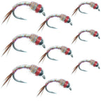Bead Head Rainbow Warrior Midges -  3 Each of 3 Sizes 14, 16, 18