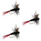 3 Pack Red-Tailed Black Gnat Classic Dry Fly - Size 18