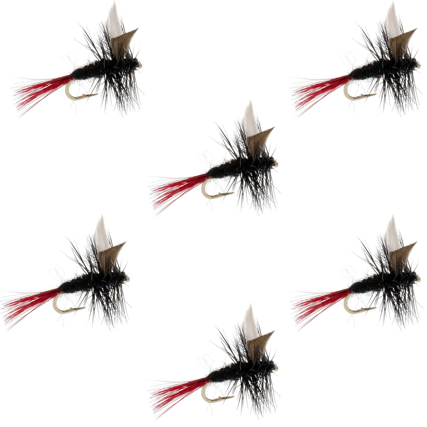 Red-Tailed Black Gnat Classic Dry Fly - 6 Flies Size 16