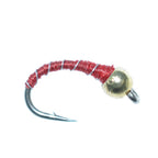 Bead Head Red Zebra Midge Still Water Nymph 1 Dozen Flies Hook Size 20