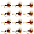 Barbless Royal Wulff Classic Hair Wing Dry Fly - 1 Dozen Flies Hook Size 16