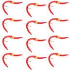 San Juan Worm Orange Bead Head Power Worm Red V-Rib - 1 Dozen Nymph Flies Hook Size 14