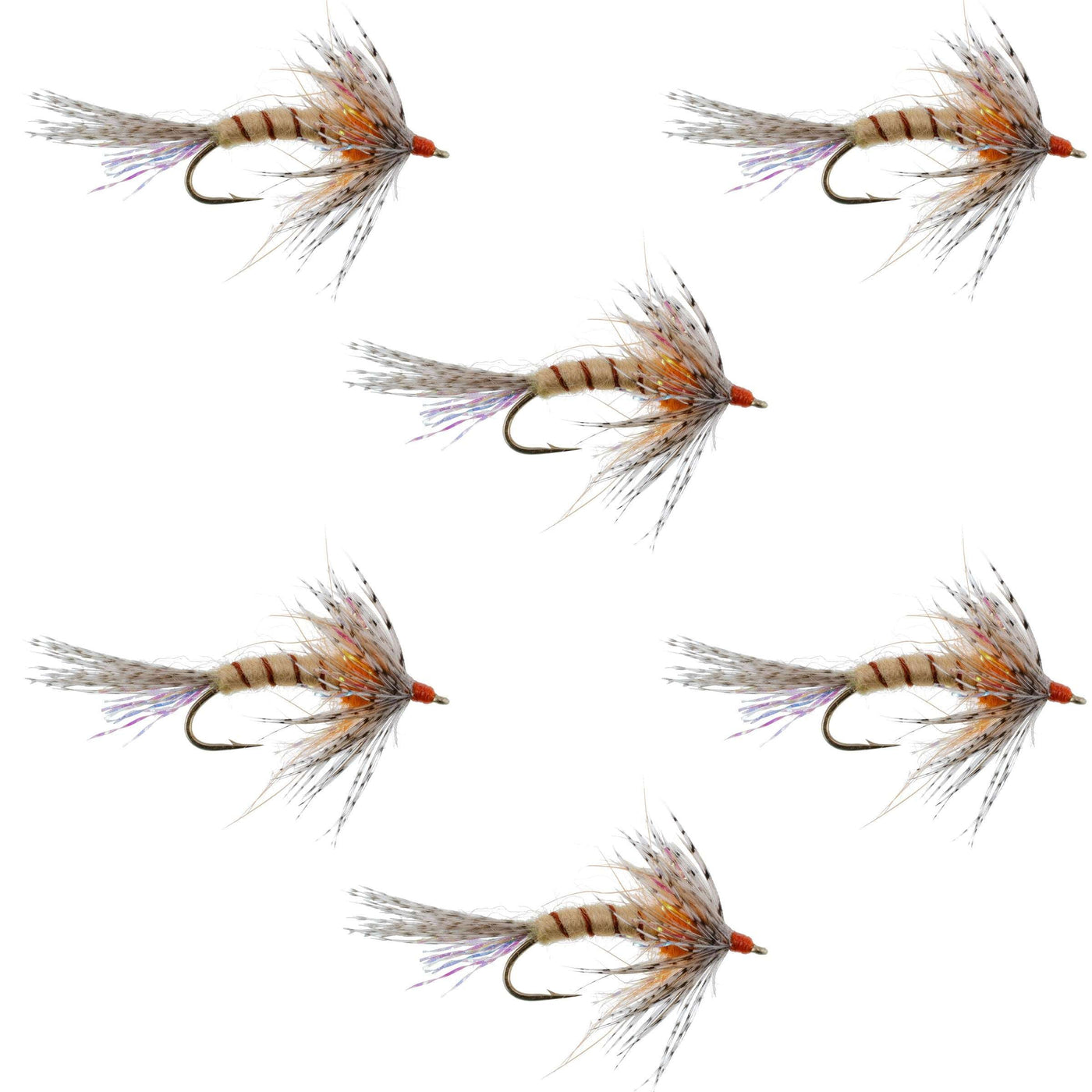Orange Shakey Bealy Fall Soft Hackle Wet Fly - 6 Flies Hook Size 10