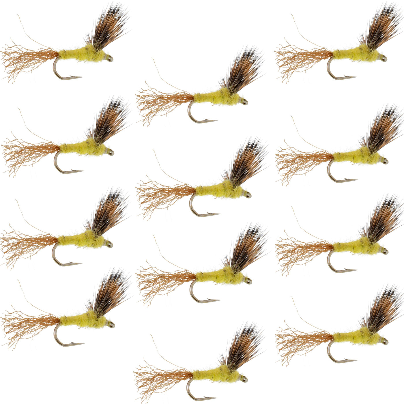 Sparkle Dun Pale Morning Dun PMD Yellow Body Mayfly 12 Flies Hook size 14