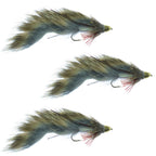 3 Pack Cone Head Zuddler Trout and Bass Streamer Fly - Natural - Size 4