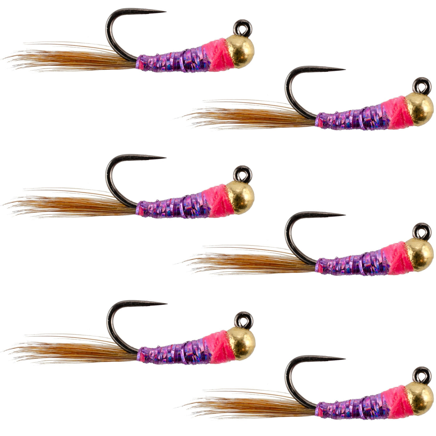 Tungsten Hot Spot Purple Perdigon Tactical Euro Nymph Fly - 6 Flies Size 18