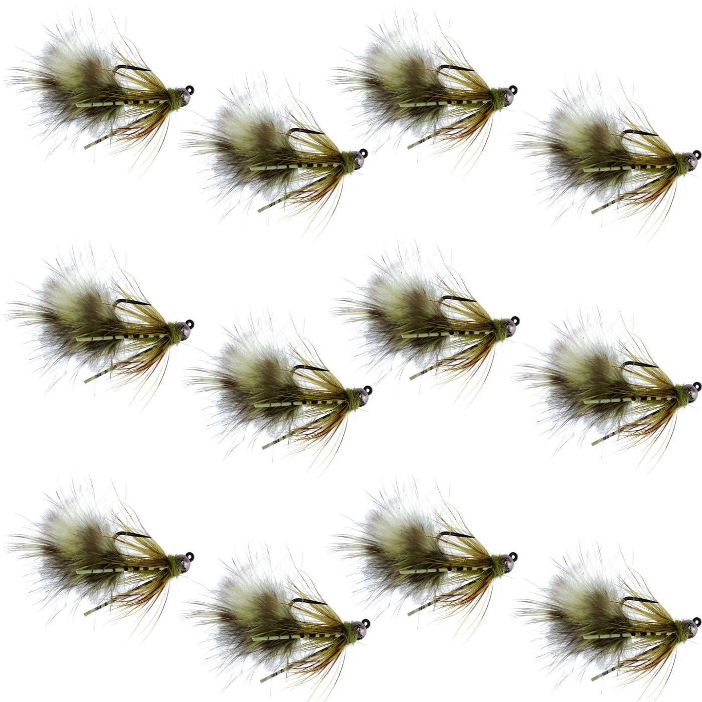 Tungsten Bead Tactical Mini Bugger Euro Nymph Fly - 12 Flies Size 12