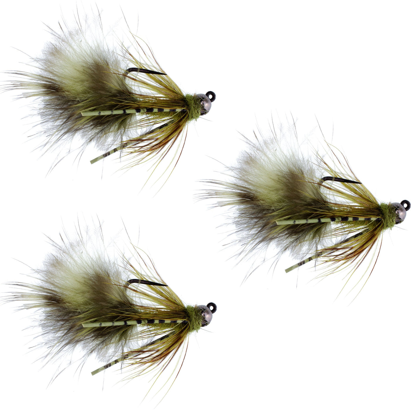 3 Pack Tungsten Bead Tactical Mini Bugger Euro Nymphing Fly - Size 12