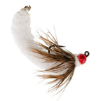 Tungsten Bead White Mop Fly Tactical Jig Czech Euro Nymph Barbless - 6 Flies Size 14