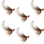 Tungsten Bead White Mop Fly Tactical Jig Czech Euro Nymph Barbless - 6 Flies Size 14