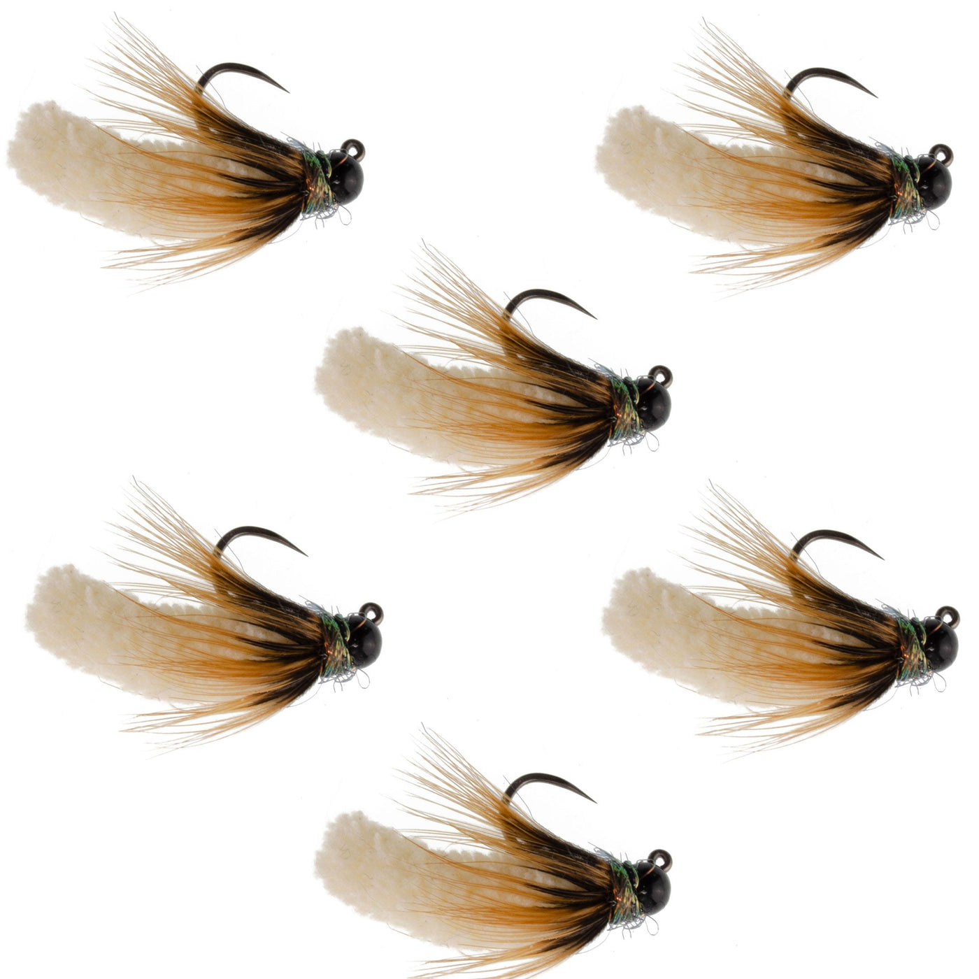 Tungsten Bead Cream Mop Fly Tactical Jig Euro Nymph  - 6 Flies Size 14