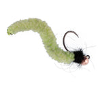 3 Pack Tungsten Bead Chartreuse Wormy Mop Fly Tactical Jig Czech Euro Nymph Barbless - Size 12