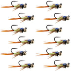 Tungsten Bead Tactical Jig Copper John Chartreuse Czech Nymph Euro Nymphing Fly - 1 Dozen Flies Size 12