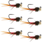 Tungsten Bead Tactical Jig Copper John Red Czech Nymph Euro Nymphing Fly - 6 Flies Size 12