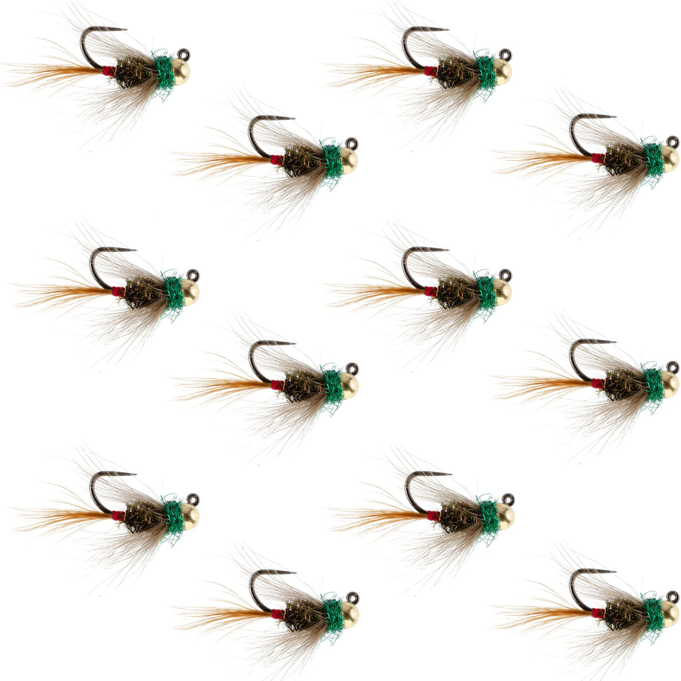 Tungsten Bead Tactical CDC Frenchie  Nymph Euro Fly - 12 Flies Size 12