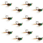 Tungsten Bead Tactical CDC Frenchie  Nymph Euro Fly - 12 Flies Size 12