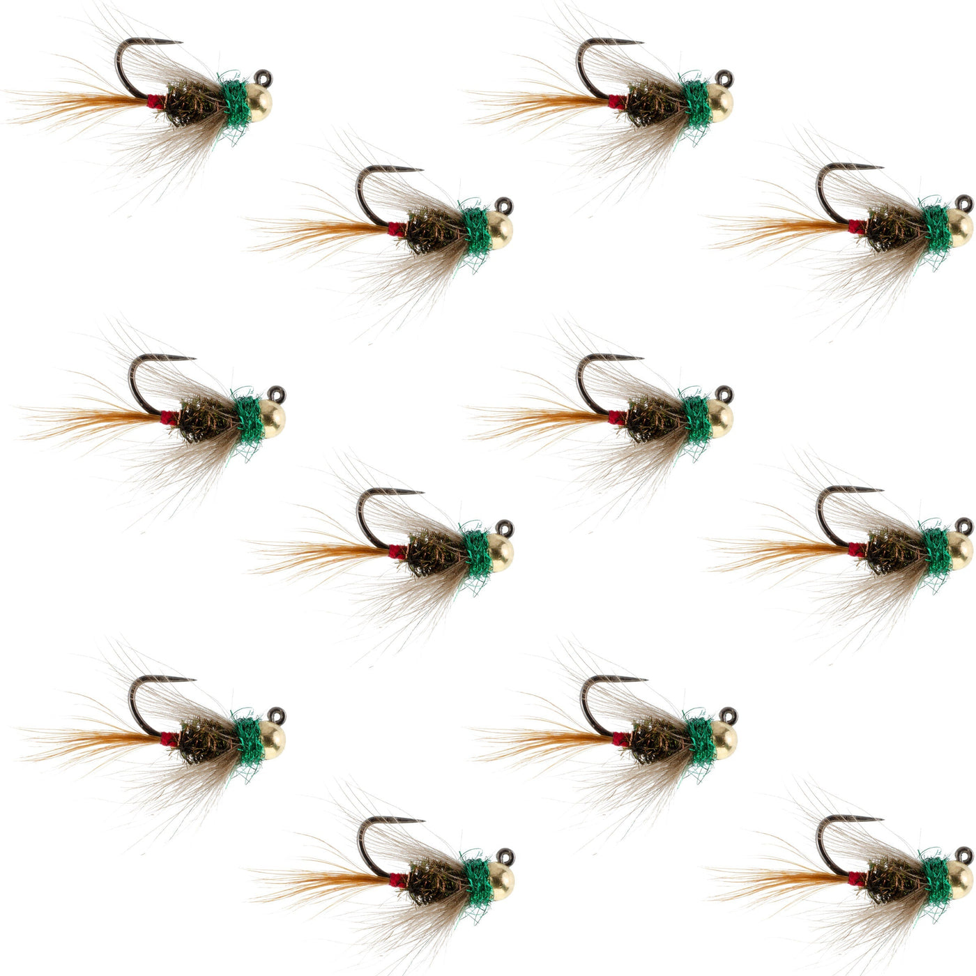 Tungsten Bead Tactical CDC Frenchie  Nymph Euro Fly - 12 Flies Size 14