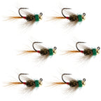 Tungsten Bead Tactical CDC Frenchie Czech Nymph Euro Jig - 6 Flies Size 12