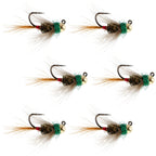 Tungsten Bead Tactical CDC Frenchie Czech Nymph Euro Jig - 6 Flies Size 14