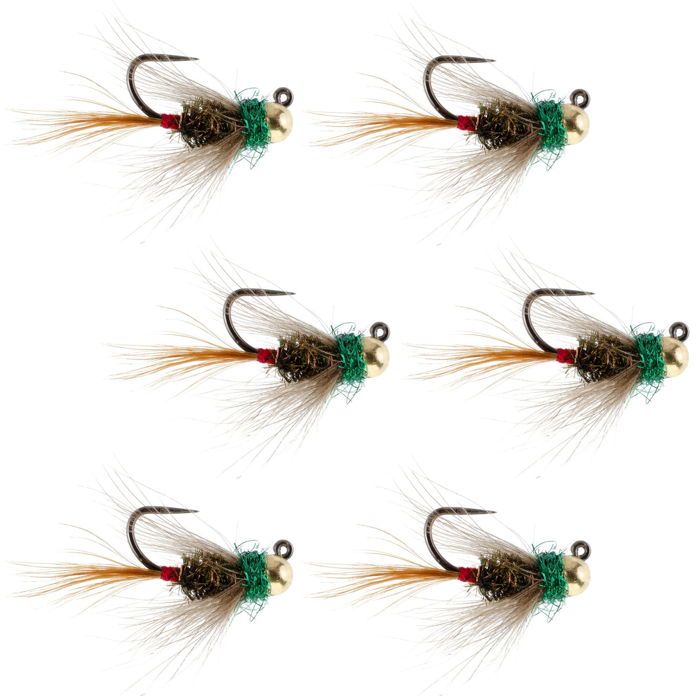 Tungsten Bead Tactical CDC Frenchie Czech Nymph Euro Jig - 6 Flies Size 16