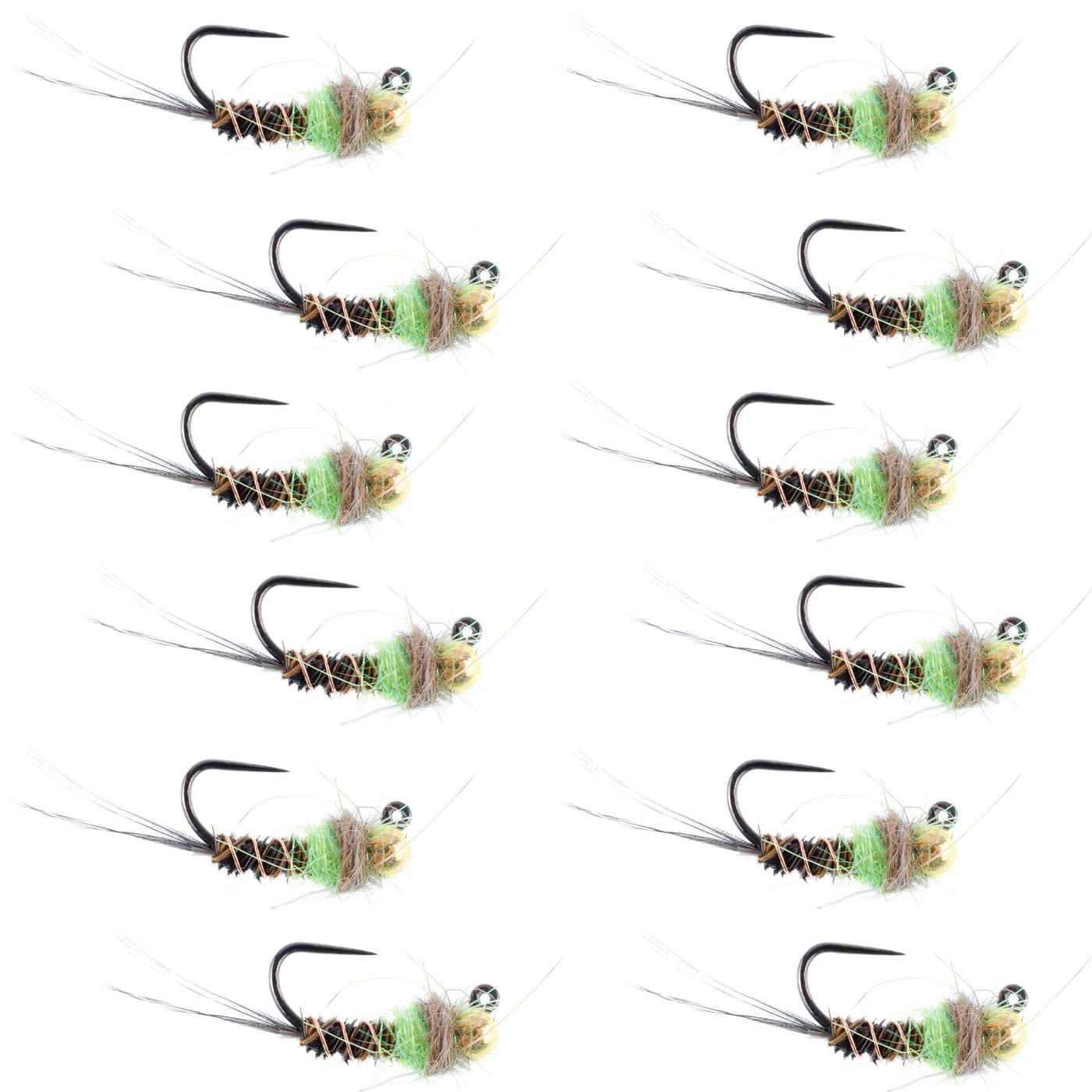 Tungsten Hot Spot Pheasant Tail Tactical Jig Euro Fly - 12 Flies Size 16