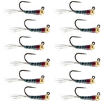 Tungsten Black Perdigon Tactical Jig Czech Euro Nymph - 12 Flies Size 14