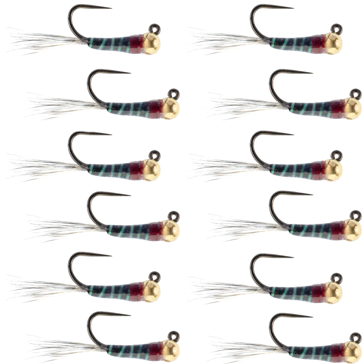 Tungsten Black Perdigon Tactical Jig Czech Euro Nymph - 12 Flies Size 18