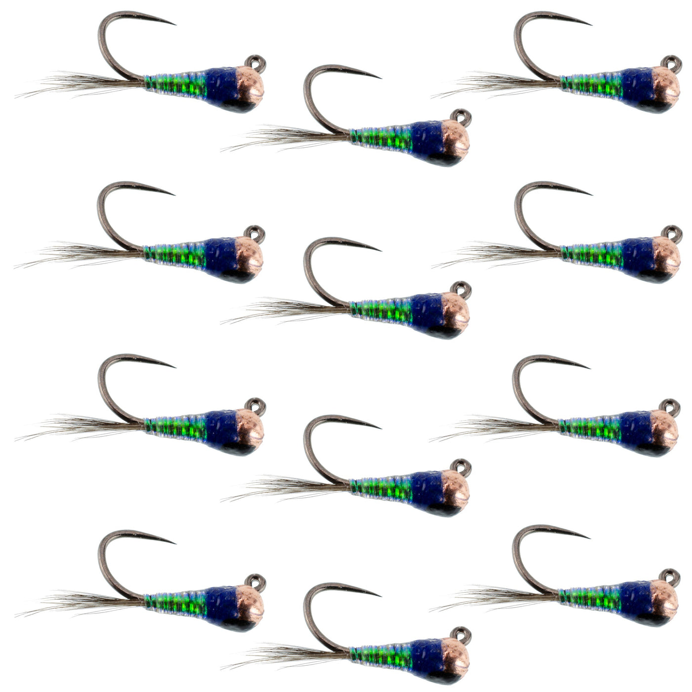 Tungsten Gasolina Perdigon Tactical Jig Euro Nymph 12 Flies Size 18