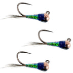 3 Pack Tungsten Gasolina Perdigon Tactical Jig Euro Nymph Fly - Size 16