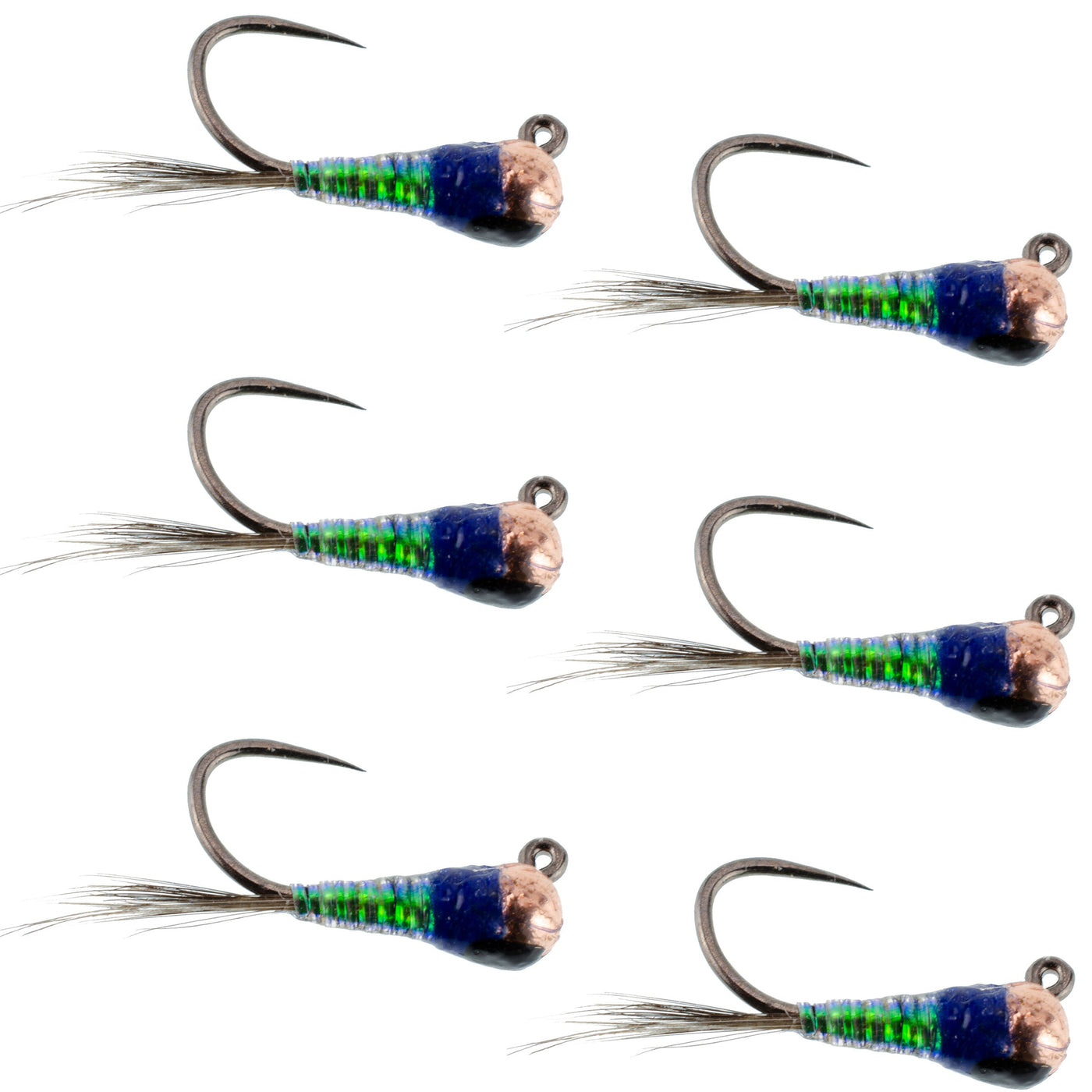 Tungsten Gasolina Perdigon Tactical Jig Euro Nymph Fly - 6 Flies Size 16