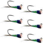 Tungsten Gasolina Perdigon Tactical Jig Euro Nymph Fly - 6 Flies Size 16