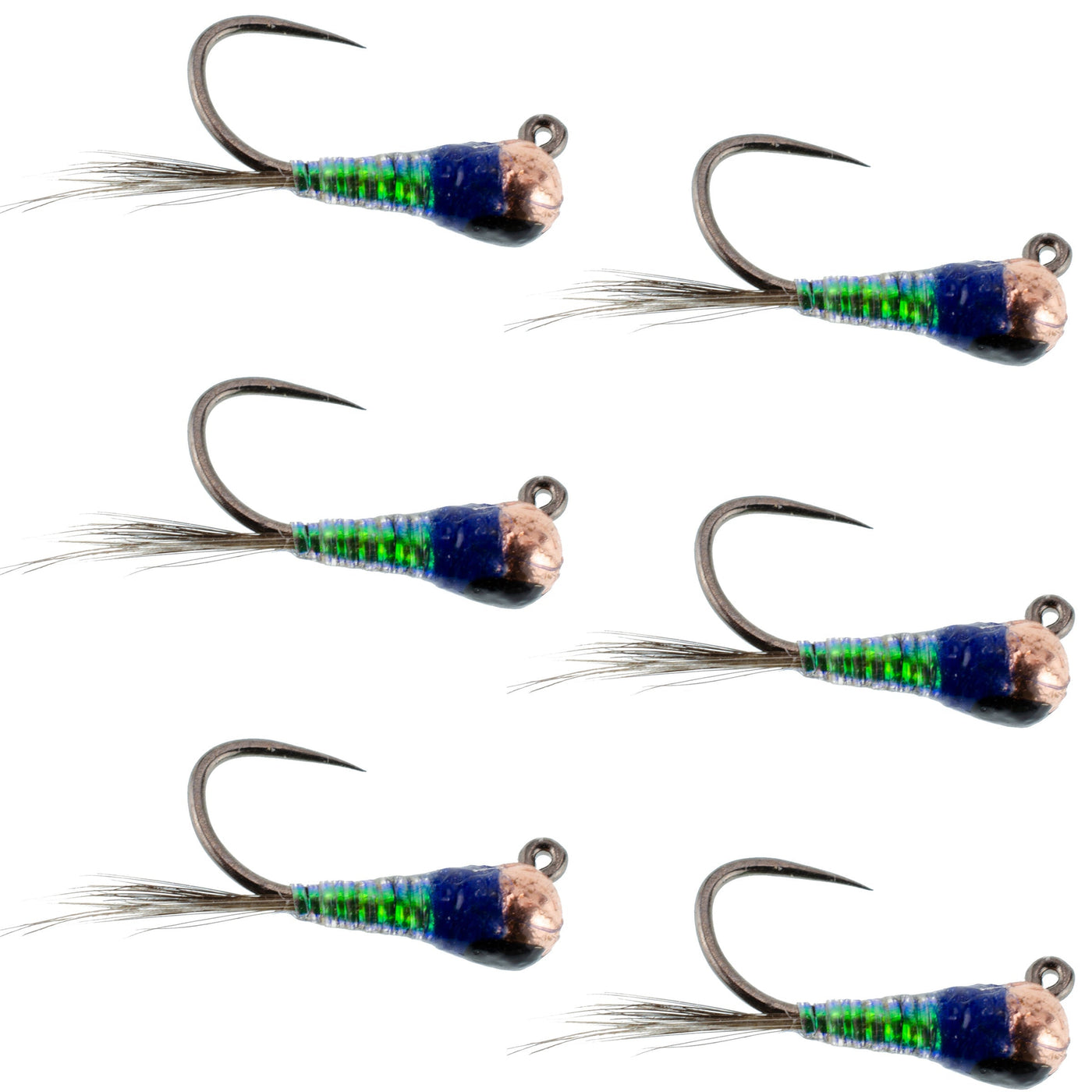 Tungsten Gasolina Perdigon Tactical Jig Euro Nymph Fly - 6 Flies Size 18