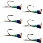 Tungsten Gasolina Perdigon Tactical Jig Euro Nymph Fly - 6 Flies Size 18
