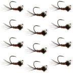 Tungsten Pheasant Tail Tactical Czech Nymph Euro Jig - 12 Flies Size 16