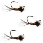 3 Pack Tungsten Pheasant Tail Tactical Jig Euro Nymphing Fly - Hook Size 16