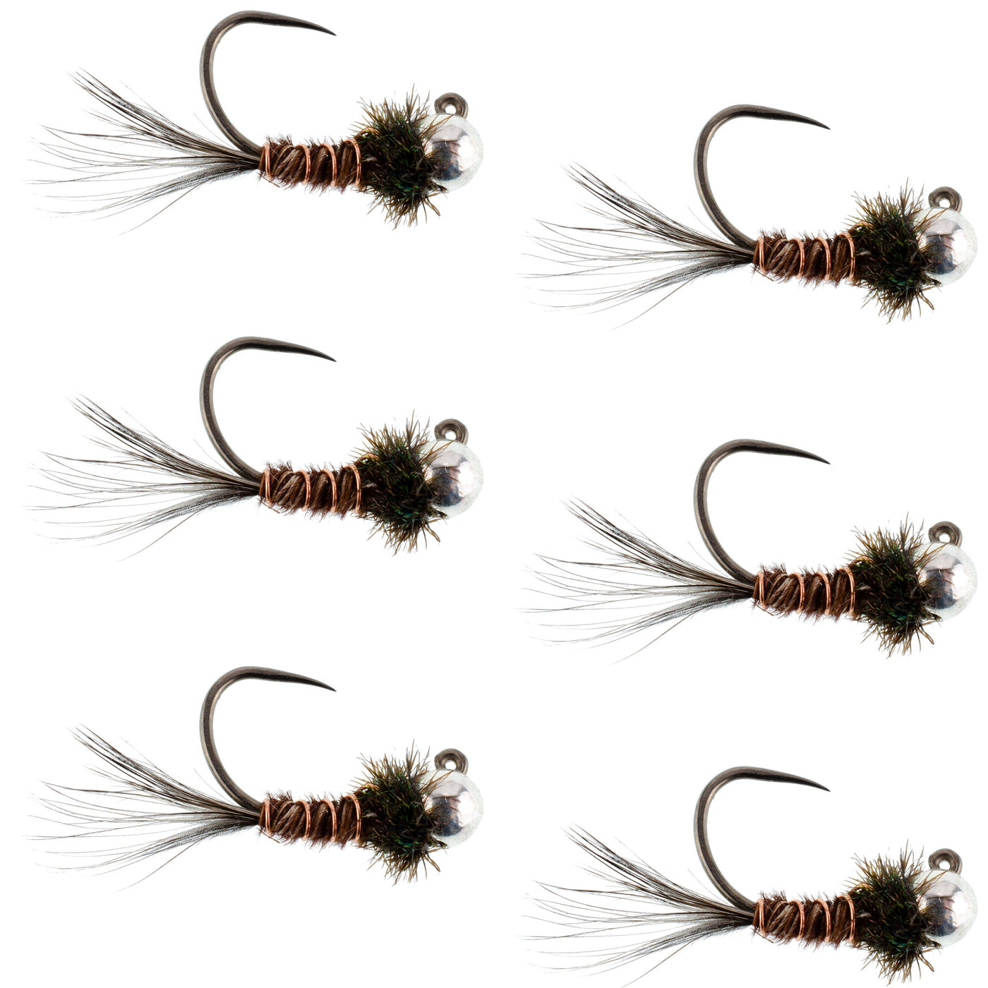 Tungsten Pheasant Tail Tactical Nymph Euro Jig - 6 Flies Size 16