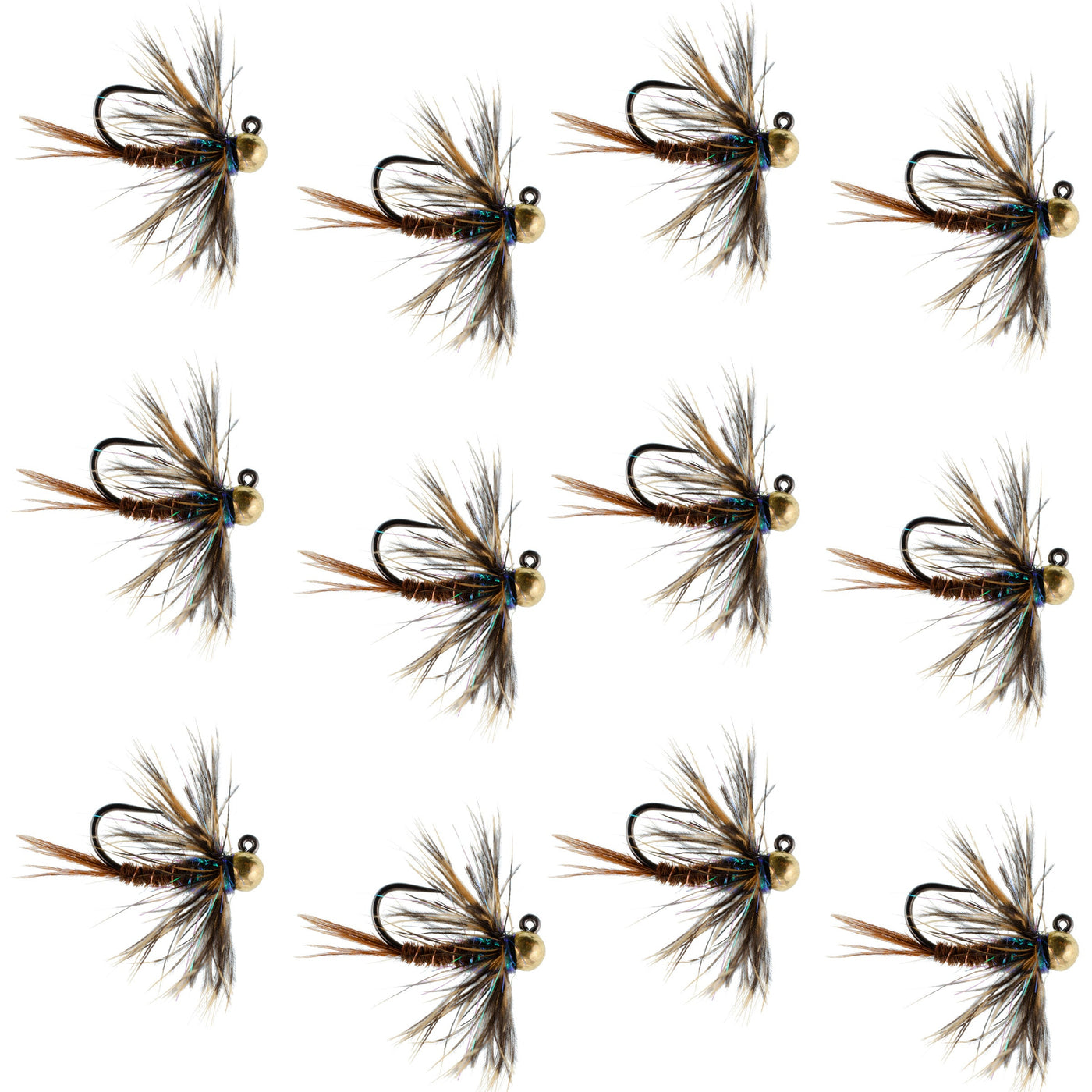 Tungsten Soft Hackle Pheasant Tail Tactical Euro Jig - 12 Flies Size 16
