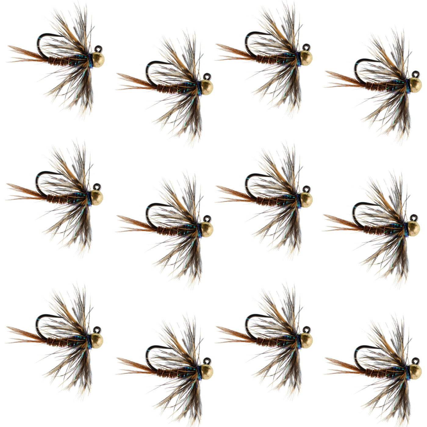 Tungsten Soft Hackle Pheasant Tail Tactical Euro Jig - 12 Flies Size 14