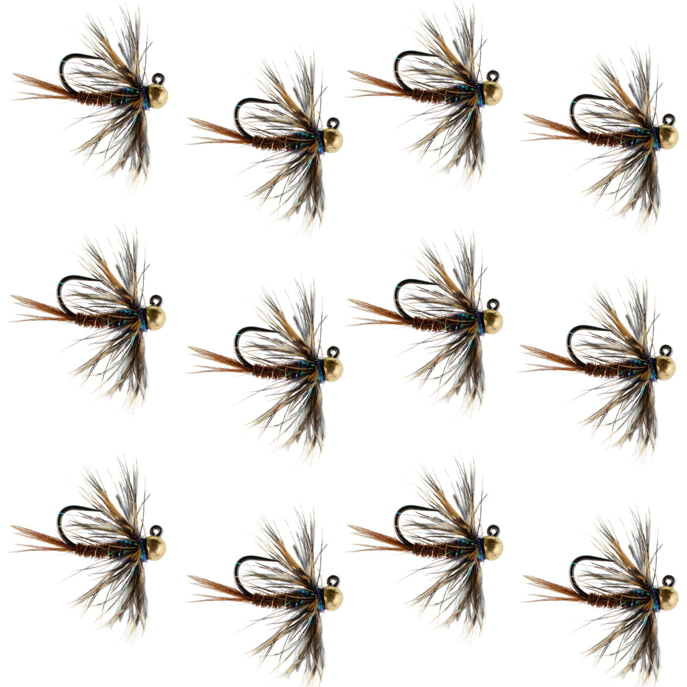 Tungsten Soft Hackle Pheasant Tail Tactical Euro Jig - 12 Flies Size 12