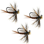 3 Pack Tungsten Soft Hackle Pheasant Tail Tactical Euro Jig - Hook Size 12
