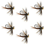 Tungsten Soft Hackle Pheasant Tail Tactical Nymph Euro Jig - 6 Flies Size 14