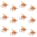 Barbless Tan Elk Hair Caddis Classic Trout Dry Flies 1 Dozen Flies Size 12