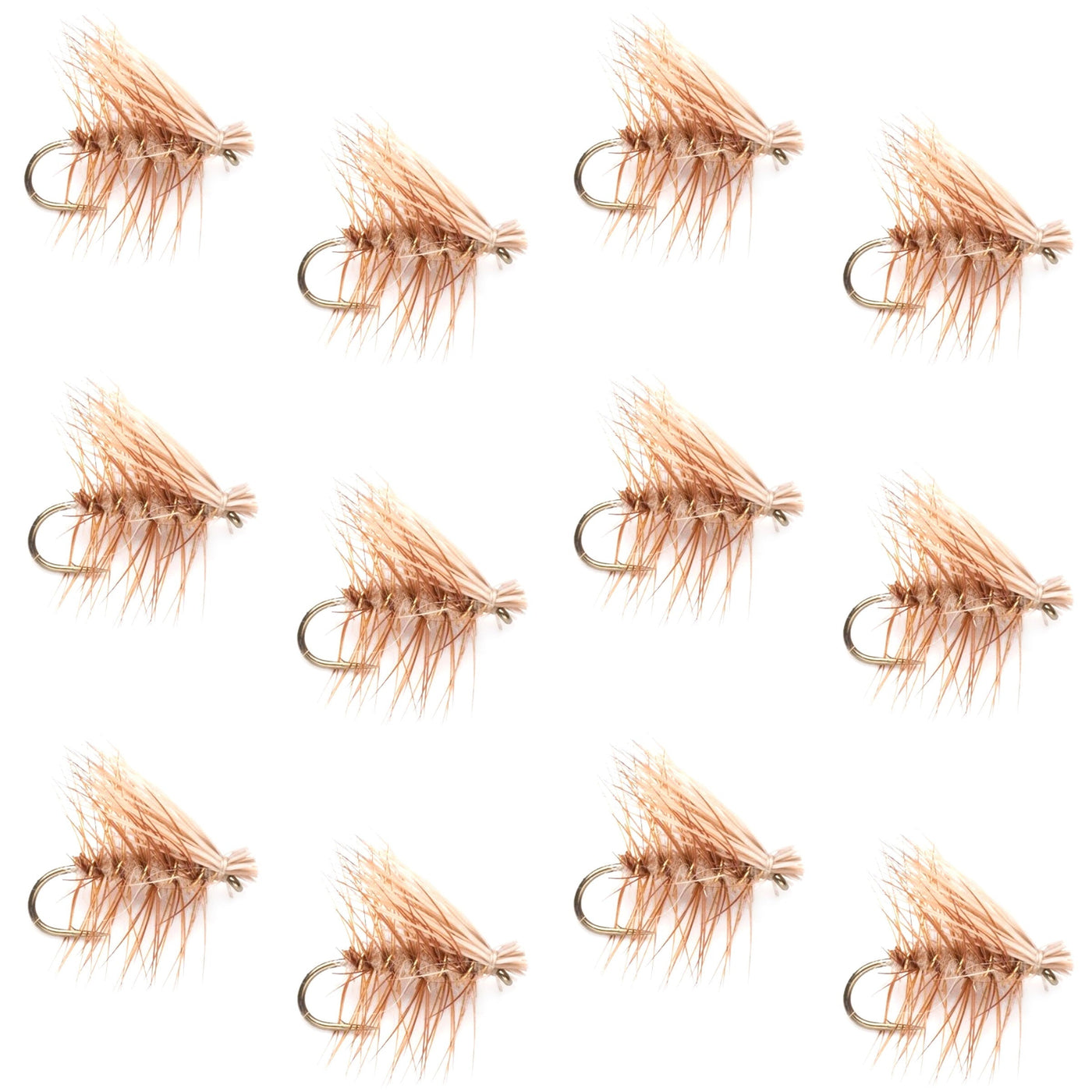 Barbless Tan Elk Hair Caddis Classic Trout Dry Flies 1 Dozen Flies Size 16
