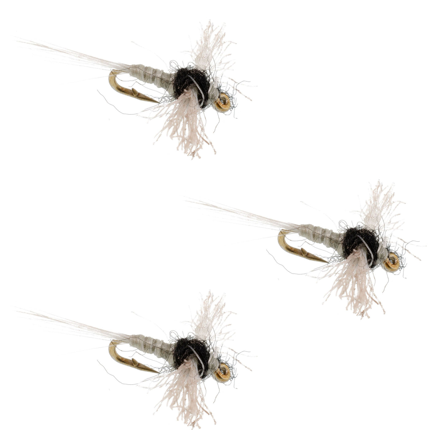 3 Pack Trico Spinner Z-Lon Wing Flies Hook Size 22