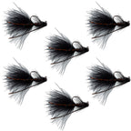 Tungsten Bead Tactical Black Mini Bugger Euro Nymph Fly - 6 Flies Size 12